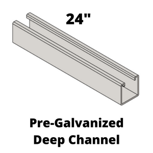 Deep Channel With Short Slots 12 Gauge 1-5/8" X 1-5/8"  24 In Long Pre Galv